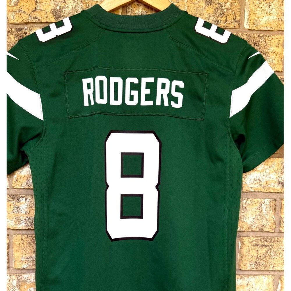 boys youth size M Aaron Rodgers New York Jets #8 NFL Green Nike Jersey Youth - Picture 3 of 5